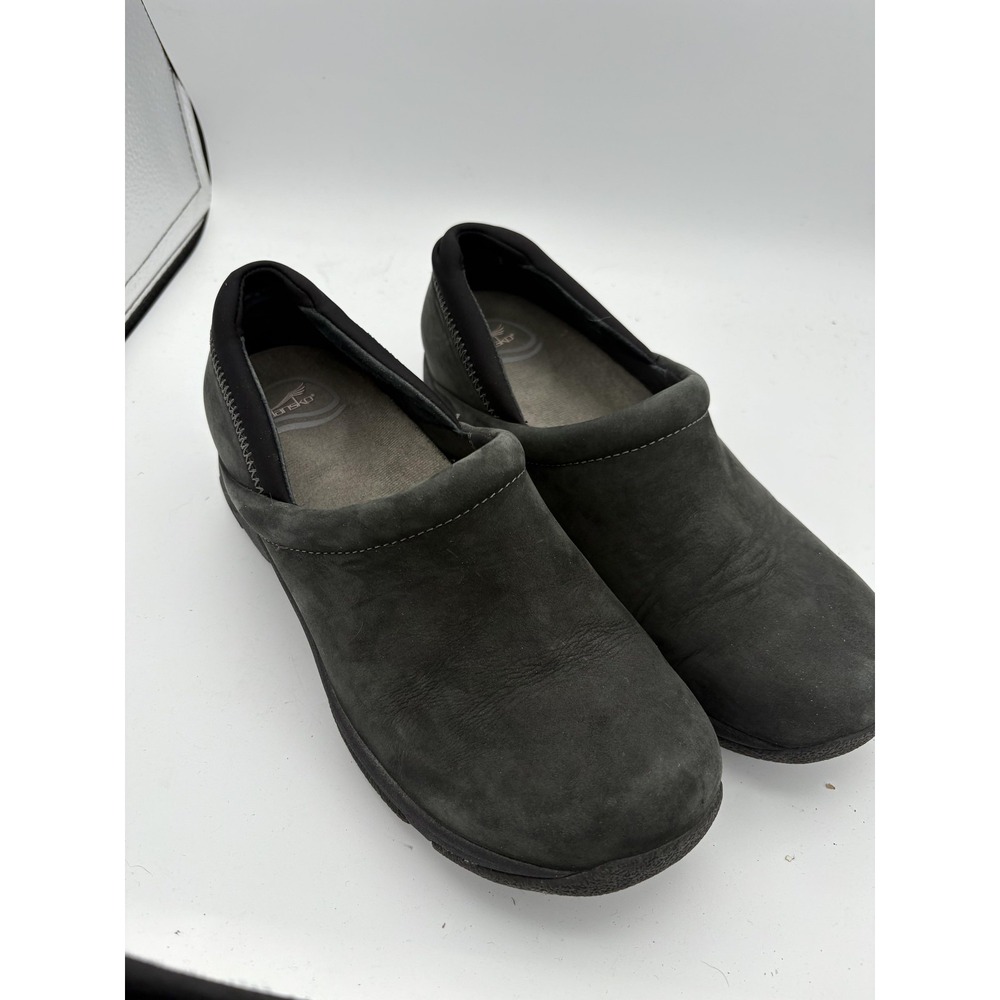 Dansko Shoes Womens Size 9.5 Gray Leather Slip On Comfort Clogs Walking Casual